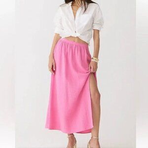 NWT J. Crew Soft Cotton‎ Gauze Maxi Skirt Pink Womens Large